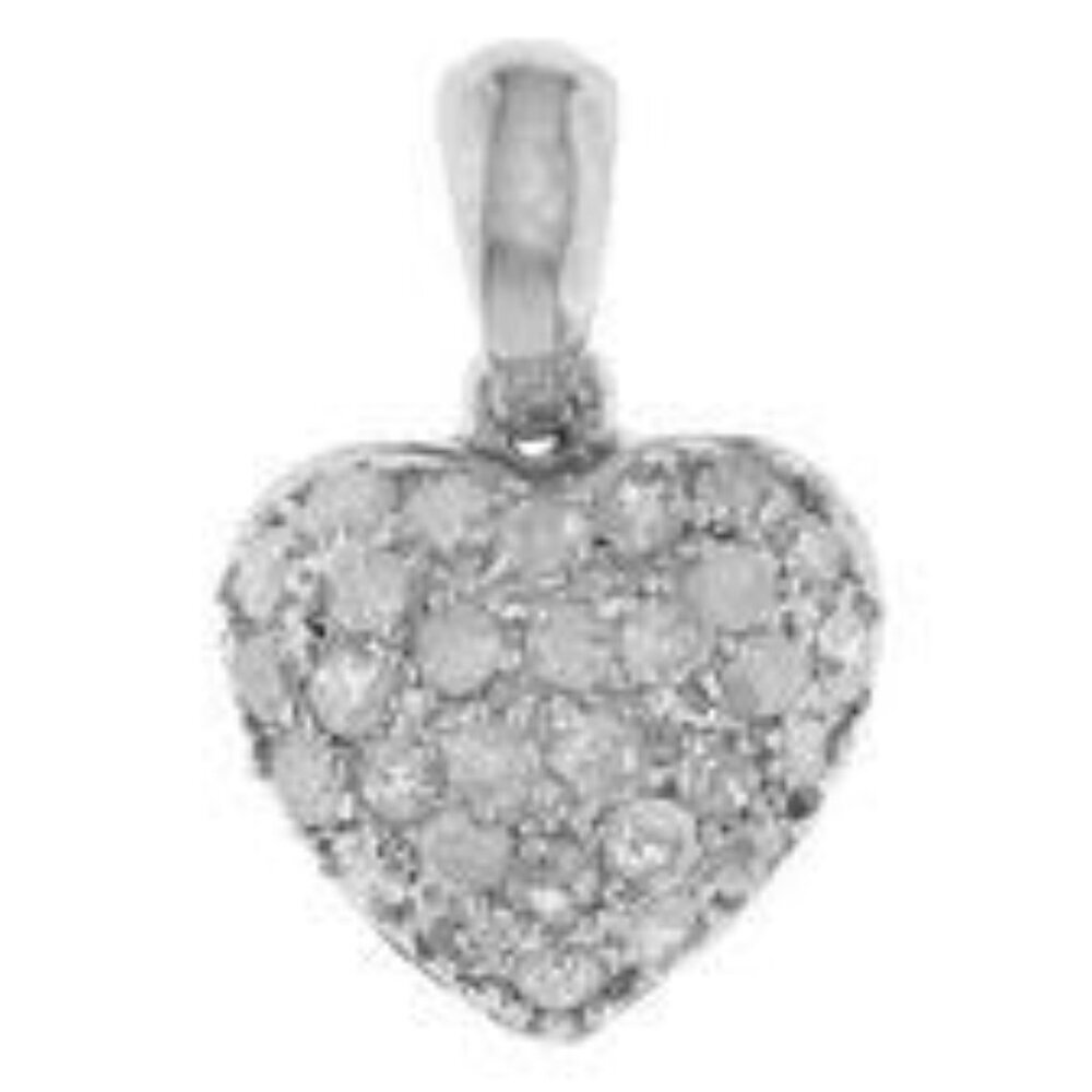 14Kt White Gold 0.32ctw White Diamond Heart Pendant